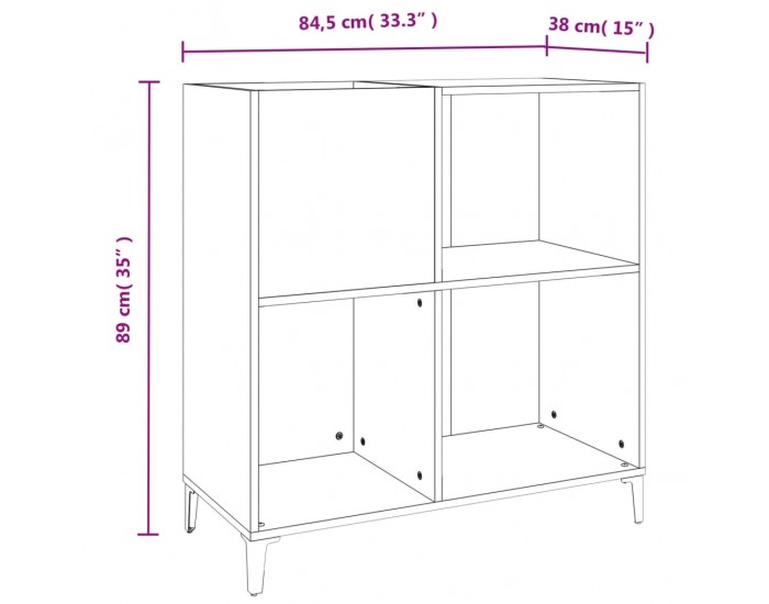 Sonata H Шкаф за винилови плочи опушен дъб 84,5x38x89 см инженерно дърво