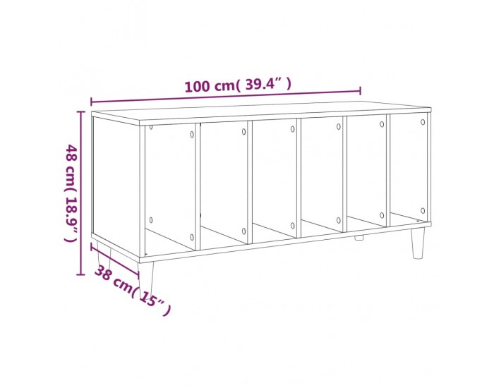 Sonata H Шкаф за грамофонни плочи бял 100x38x48 см инженерно дърво