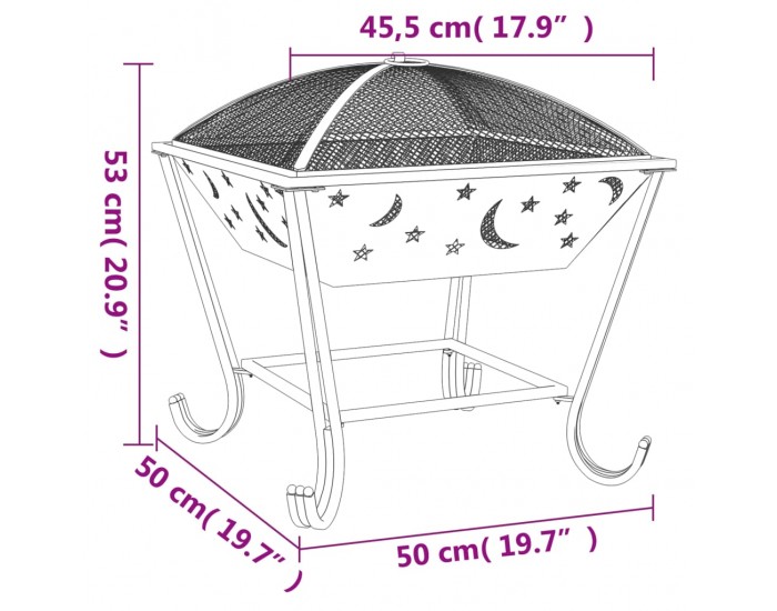 Sonata H Преносимо огнище с ръжен, 50 см, XXL, стомана