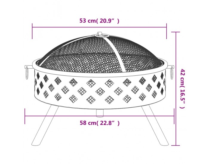 Sonata H Преносимо огнище с ръжен, 58 см, XXL, стомана