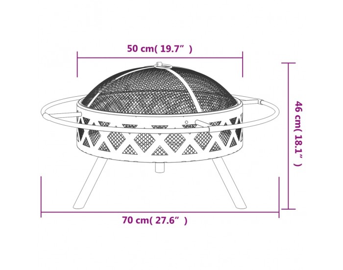 Sonata H Преносимо огнище с ръжен, 70 см, XXL, стомана