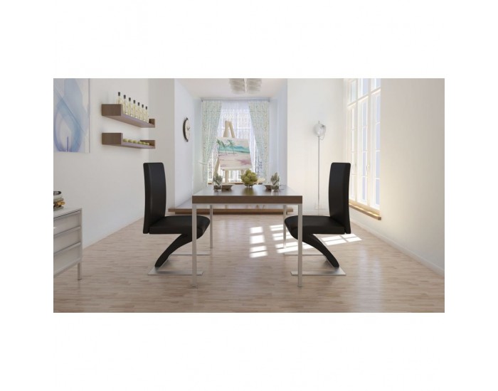 Sonata Трапезни столове, 2 броя, с форма зигзаг, черни -
