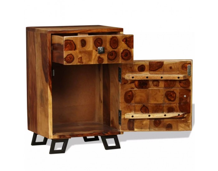 Sonata Нощно шкафче, шишамова дървесина масив, 37x30x54 cм -