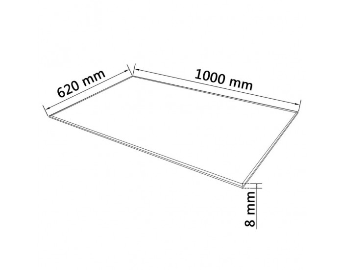 Sonata Темпериран стъклен плот за маса, правоъгълен, 1000x620 мм -