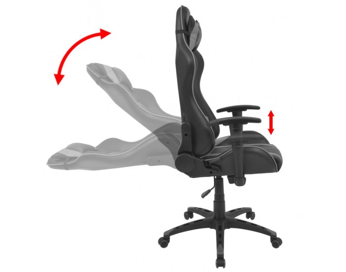 Sonata Офис рейсинг стол, накланящ се, изкуствена кожа, сив -