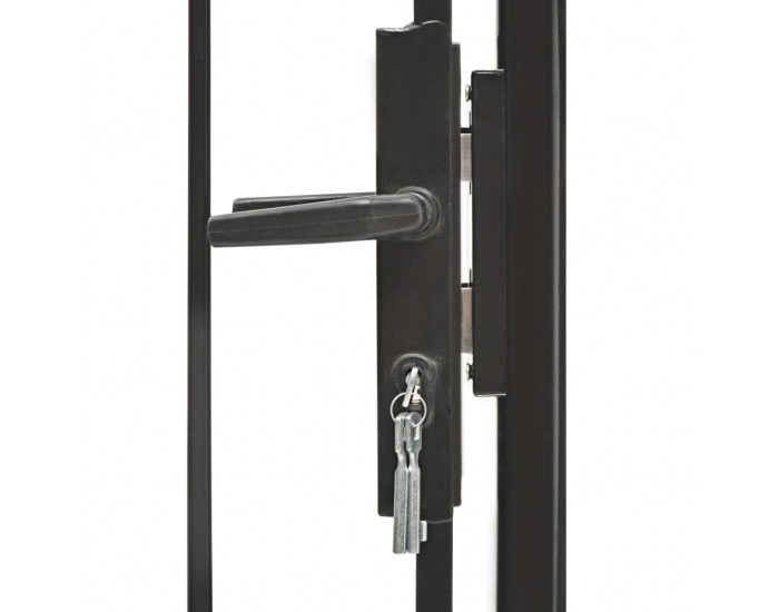 Sonata Градинска врата с арковидна горна част стомана 1x1,75 м черна -