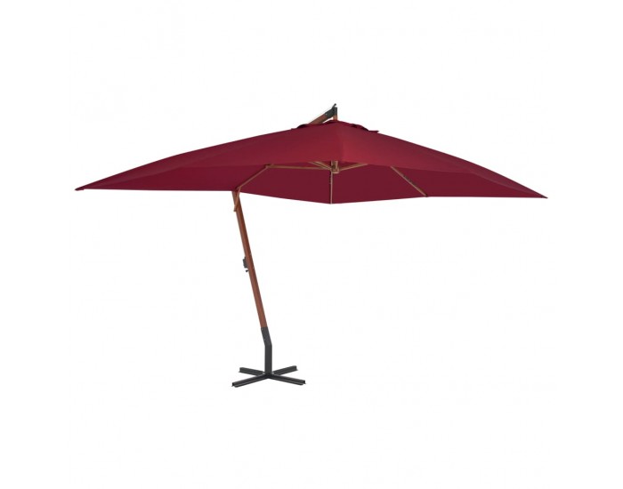 Sonata Градински чадър чупещо рамо и дървен прът 400x300 см бордо -