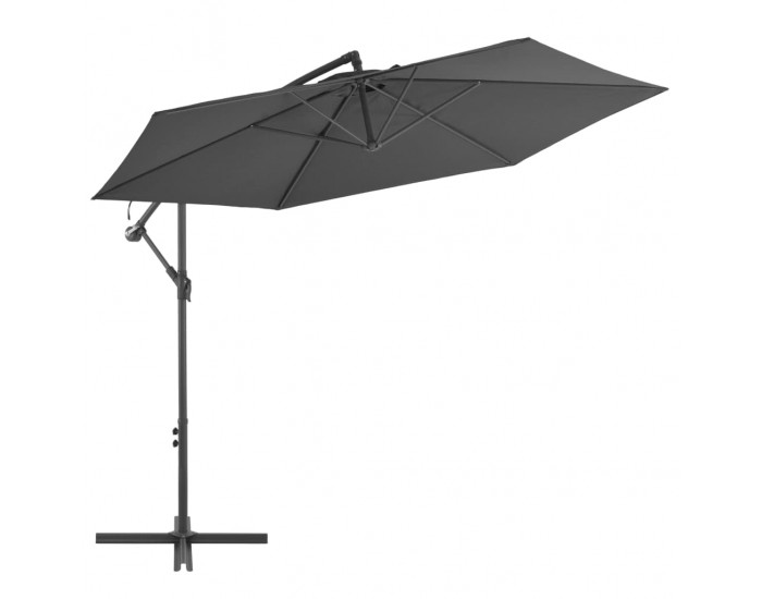 Sonata Градински чадър, чупещо рамо и алуминиев прът, 300 см, антрацит -