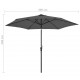 Sonata Градински чадър с LED светлини, стоманен прът, 300 см, антрацит -