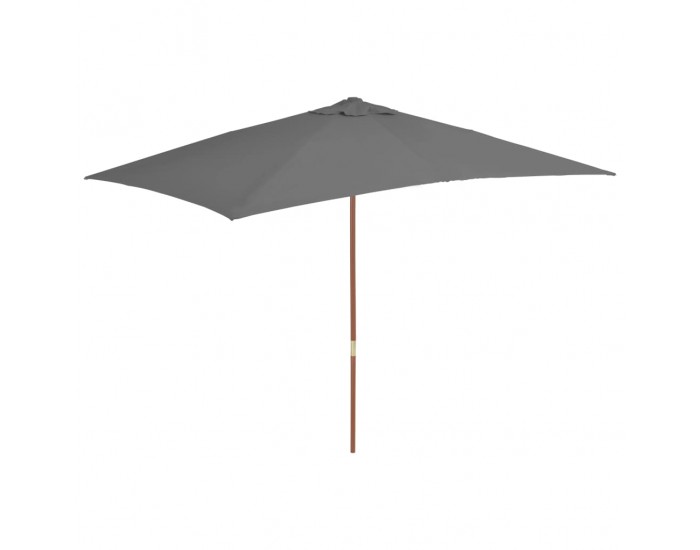 Sonata Градински чадър с дървен прът, 200x300 см, антрацит -