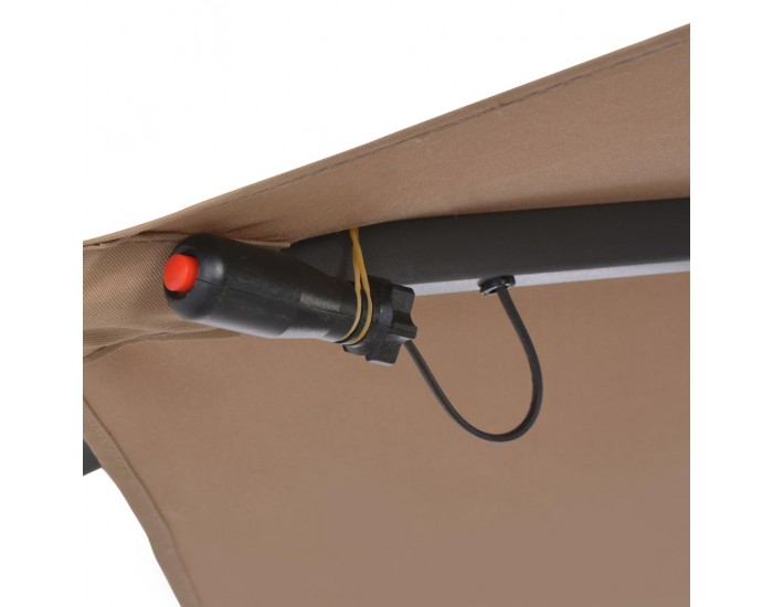 Sonata Градински чадър с LED осветление стоманен прът 300 см таупе -