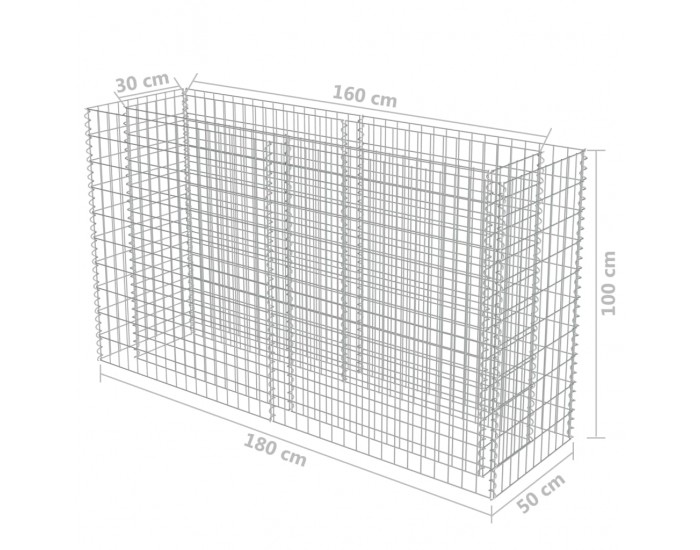 Sonata Габион плантер, поцинкована стомана, 180x50x100 cм -