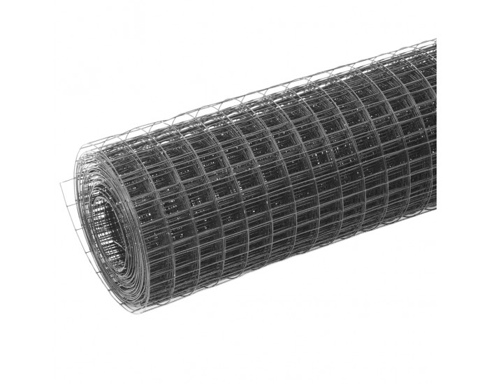 Sonata Стоманена мрежа с PVC покритие квадратни отвори 10x0,5 м сива -