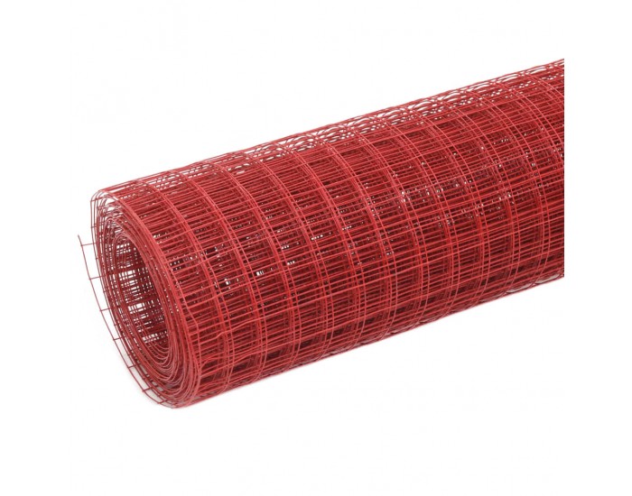 Sonata Стоманена мрежа PVC покритие квадратни отвори 10x0,5 м червена -