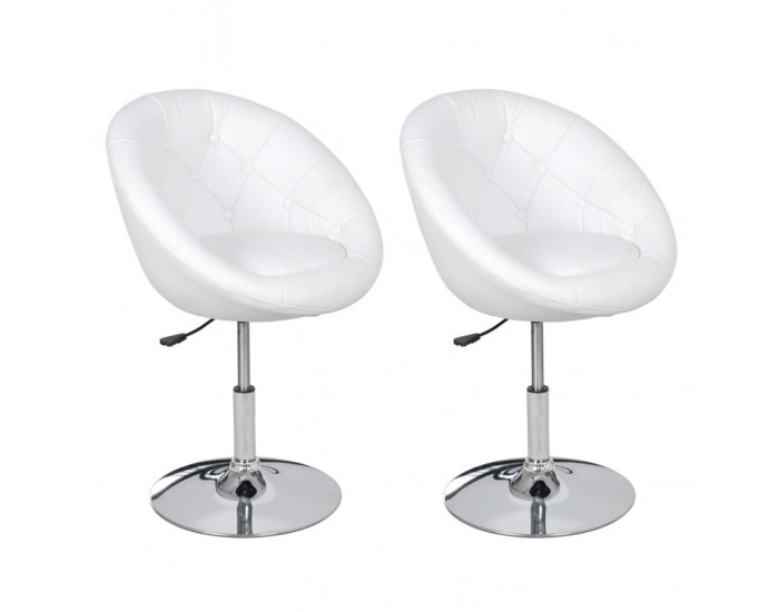 Sonata Клубни столове, 2 броя, изкуствена кожа, бели -