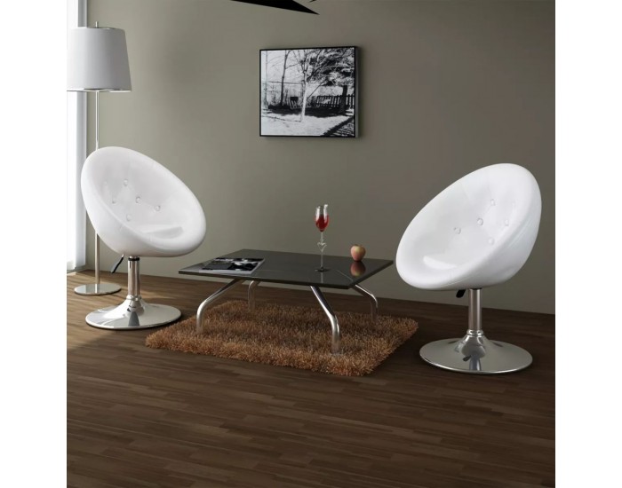 Sonata Клубни столове, 2 броя, изкуствена кожа, бели -
