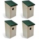 Sonata Къщи за птици, 4 бр, дърво, 12x12x22 см -