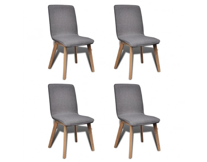 Sonata Трапезни столове, 4 бр, светлосив плат и дъбова дървесина масив -