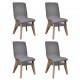 Sonata Трапезни столове, 4 бр, светлосив плат и дъбова дървесина масив -