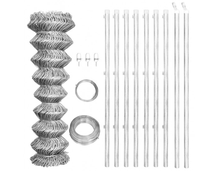 Поцинкована телена ограда със стълбове, 15 x 0,8 м -