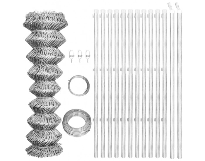 Поцинкована телена ограда със стълбове, 25 x 0,8 м -