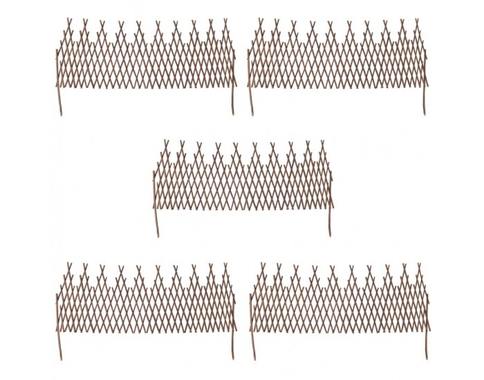 Разтегателна ограда от върба, 5 части, 170 x 55 см -