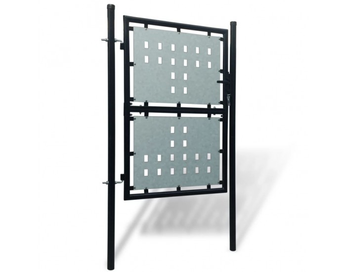 Единична оградна врата, 100 x 225 см, черна -