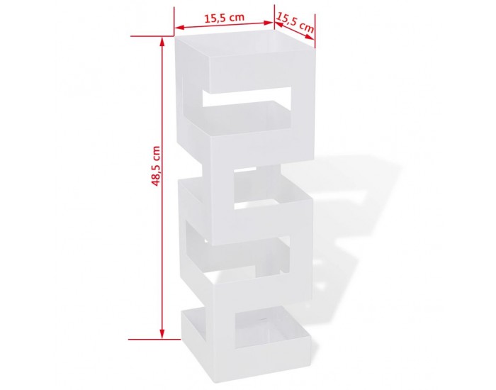 Квадратна стойка за чадъри и бастуни, бяла, стомана, 48,5 см -