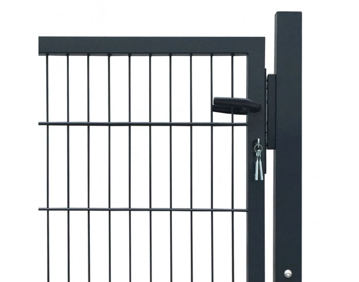 Sonata Оградна врата, стоманена, антрацитно черно, 106x150 см -