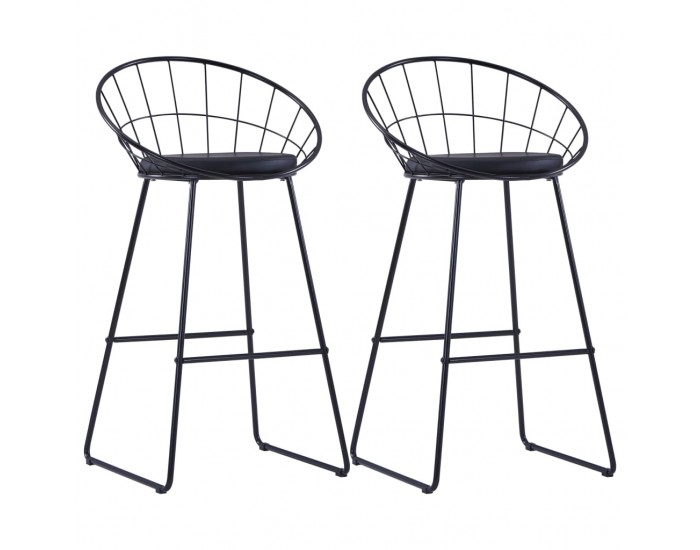 Sonata Бар столове със седалки от изкуствена кожа 2 бр черни стомана -