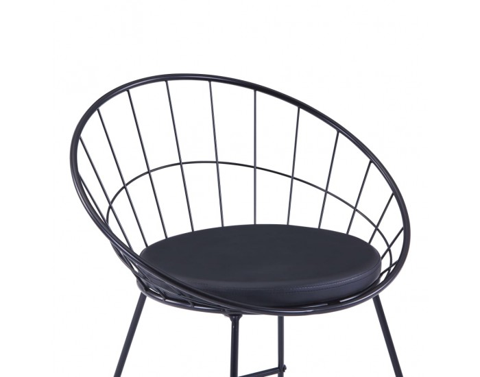 Sonata Бар столове със седалки от изкуствена кожа 2 бр черни стомана -