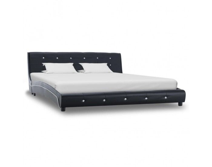 Sonata Рамка за легло, черна, изкуствена кожа, 160x200 cм -