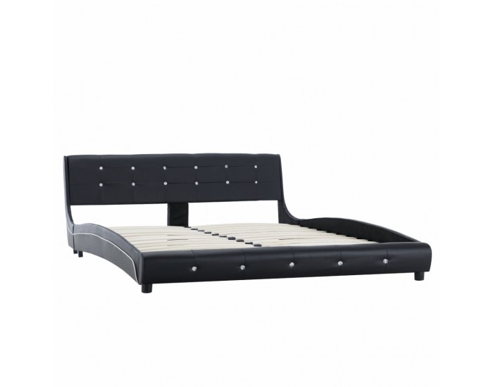 Sonata Рамка за легло, черна, изкуствена кожа, 160x200 cм -