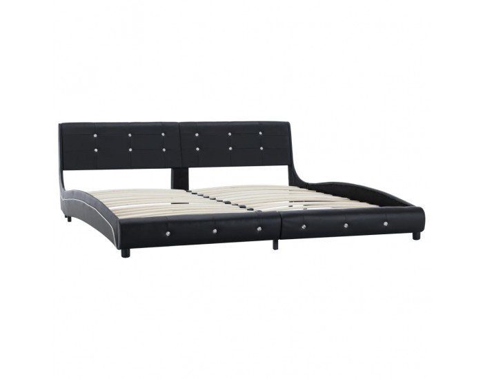 Sonata Рамка за легло, черна, изкуствена кожа, 180x200 cм -
