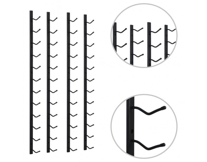 Sonata Стойки за вино за 12 бутилки стенен монтаж 2 бр черни желязо