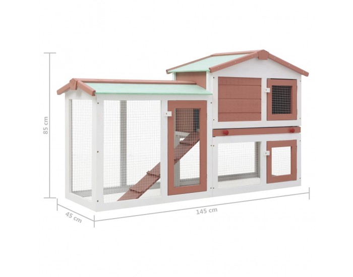 Sonata Външна голяма клетка за зайци кафяво и бяло 145x45x85 см дърво