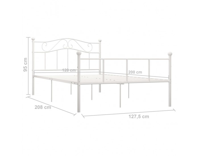 Sonata Рамка за легло, бяла, метал, 120x200 cм