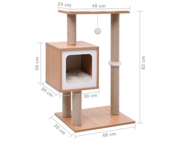 Sonata Котешко дърво със сизалени стълбове, подложка, 82 см