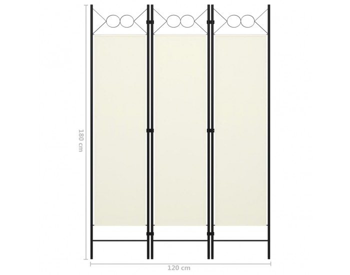 Sonata Параван за стая, 3 панела, кремавобял, 120x180 см