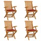 Sonata Градински столове с червени възглавници 4 бр тиково дърво масив
