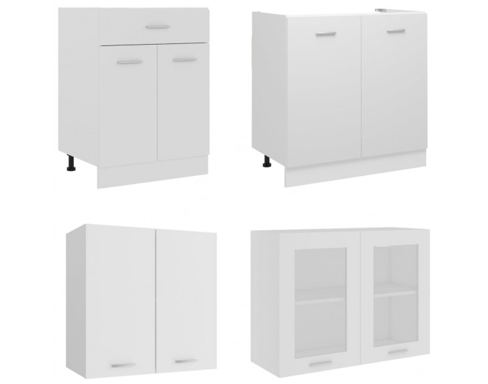 Sonata Комплект кухненски шкафове от 4 части, бял, ПДЧ